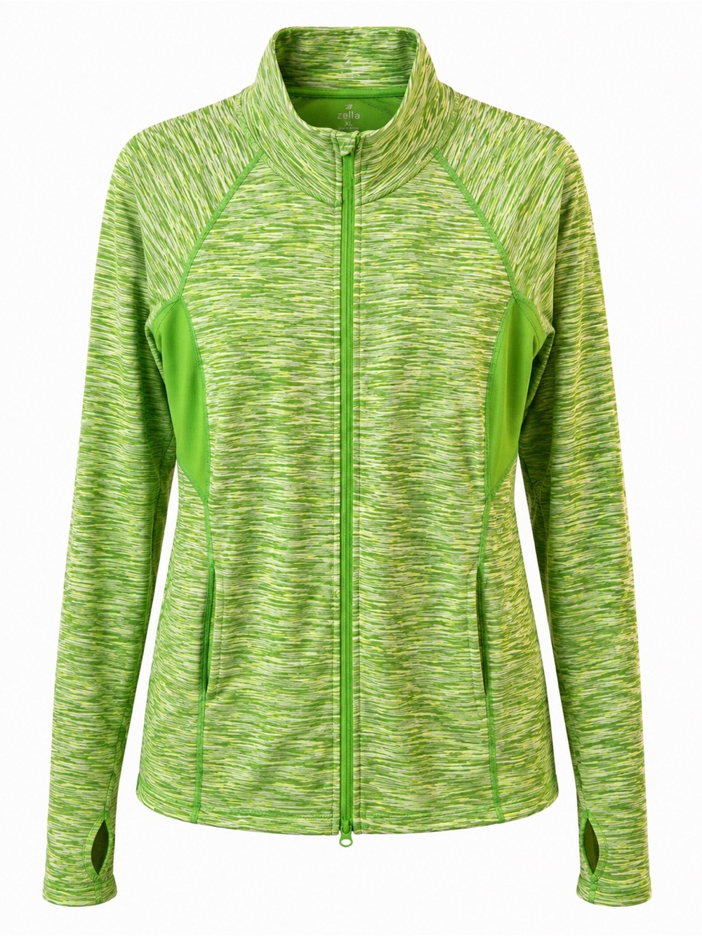 Zella Green Space Dye Performance Jacket Thumbholes Full Zip XL